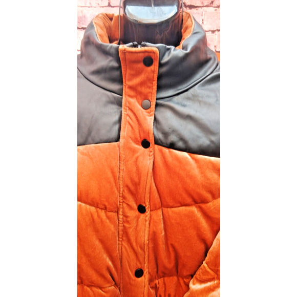 Celebrity Pink Womens Cognac Colored Full Zippered & Buttoned Puffer Coat - Picture 5 of 11